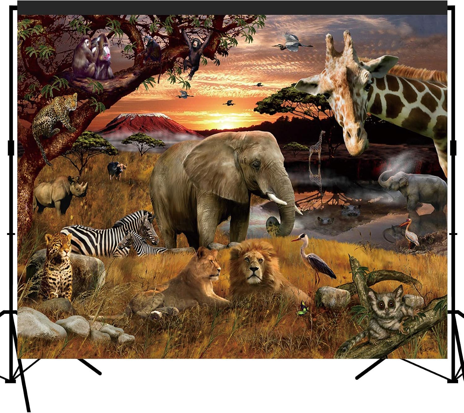 Musykrafties Tropical African Forest Jungle Safari Scenic Backdrop Large Banner Photography Studio Fabric Background Photobooth Prop 7x6feet #2195