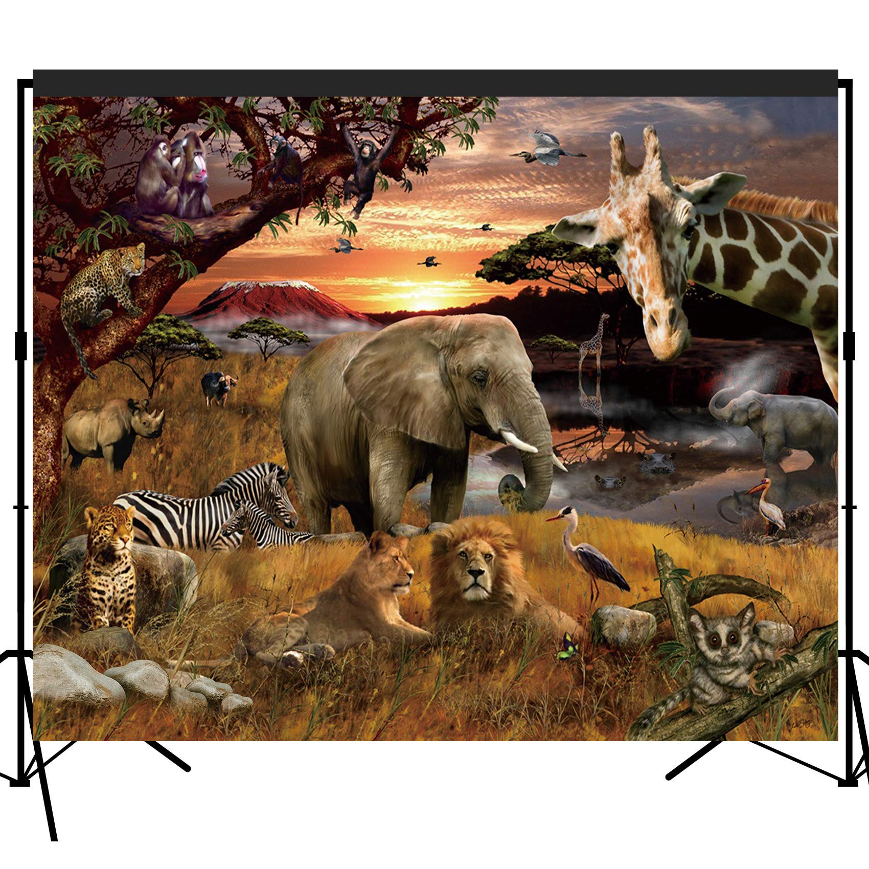 Musykrafties Tropical African Forest Jungle Safari Scenic Backdrop Large Banner Photography Studio Fabric Background Photobooth Prop 7x6feet #2195