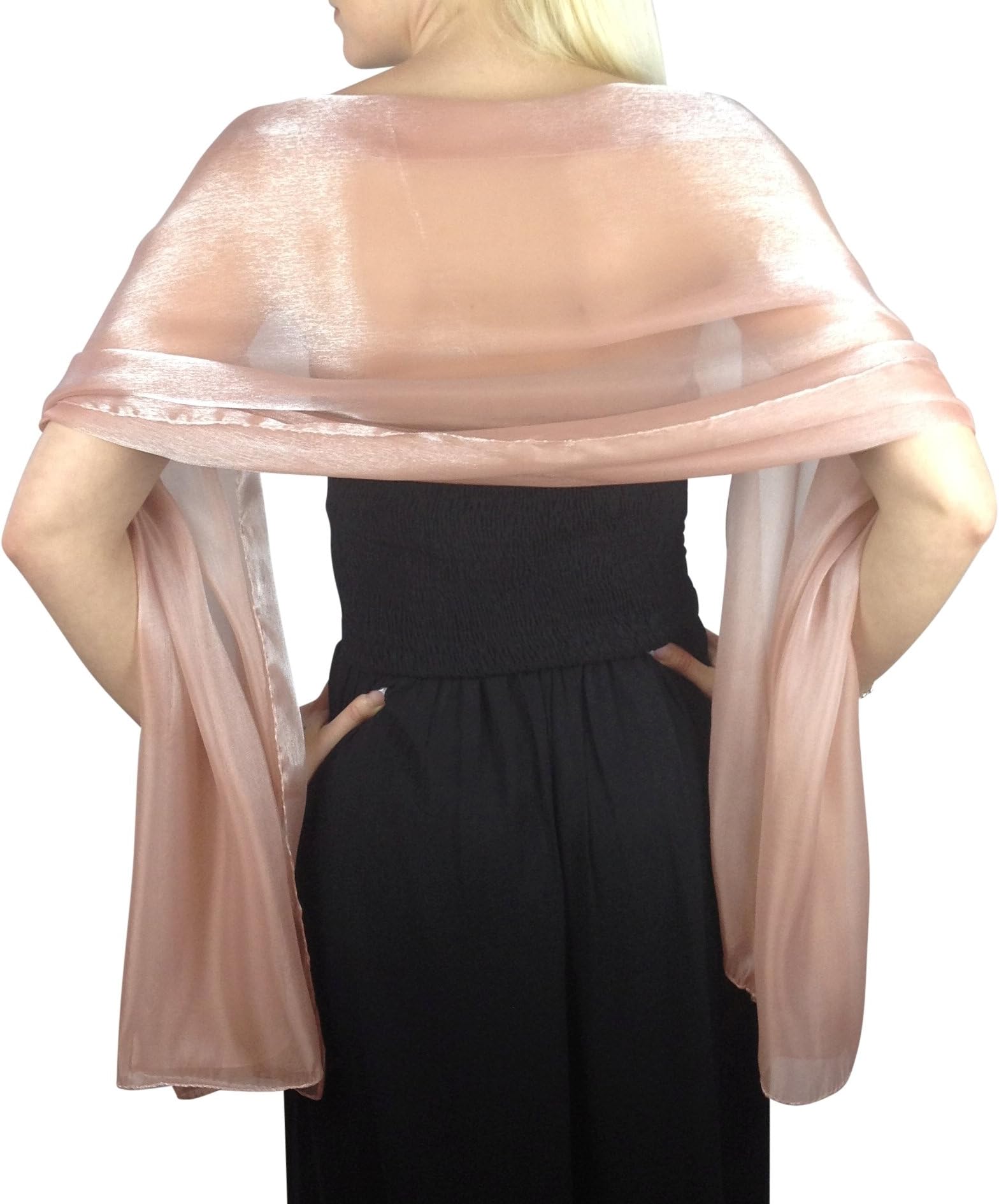 Central Chic Dusky Pink Silky Iridescent Wrap Stole Shawl For Weddings Bridal Bridesmaids & Evening Wear