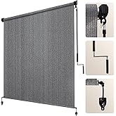 Artpuch Outdoor Roller Shade 8' W x 8' H, Gray Exterior Cordless Patio Shades Roll Up Blinds with Spliced Pole Design, (2 Poles, One-Piece Fabric)
