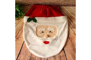 VANTATY Christmas Santa Claus Toilet Seat Cover, Bath Bathroom Home Decoration Smile Santa Claus Toilet Seat Cover Decors, Soft Flannel Chair Xmas Toilet Cover Party Christmas Ornaments Holiday Supplies, Cubierta de asiento de inodoro de Navidad