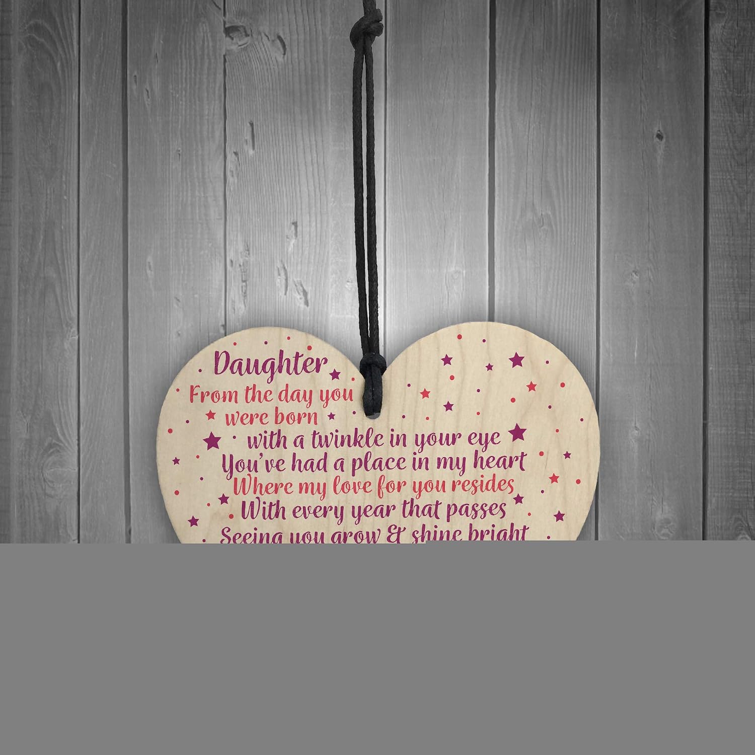 Red Ocean Daughter Gifts From Mum Dad Wooden Heart Plaque Birthday Christmas Thank You Gift, beige|white|red|brown - Image 3
