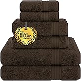 Cotton Paradise 6 Piece Towel Set, 100% Cotton Soft Absorbent Turkish Towels for Bathroom, 2 Bath Towels 2 Hand Towels 2 Washcloths, Brown Towel Set
