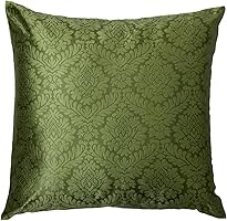 The White Petals Green Euro Sham, Damask Sham (Set of 2 Covers, 26x26 inches)