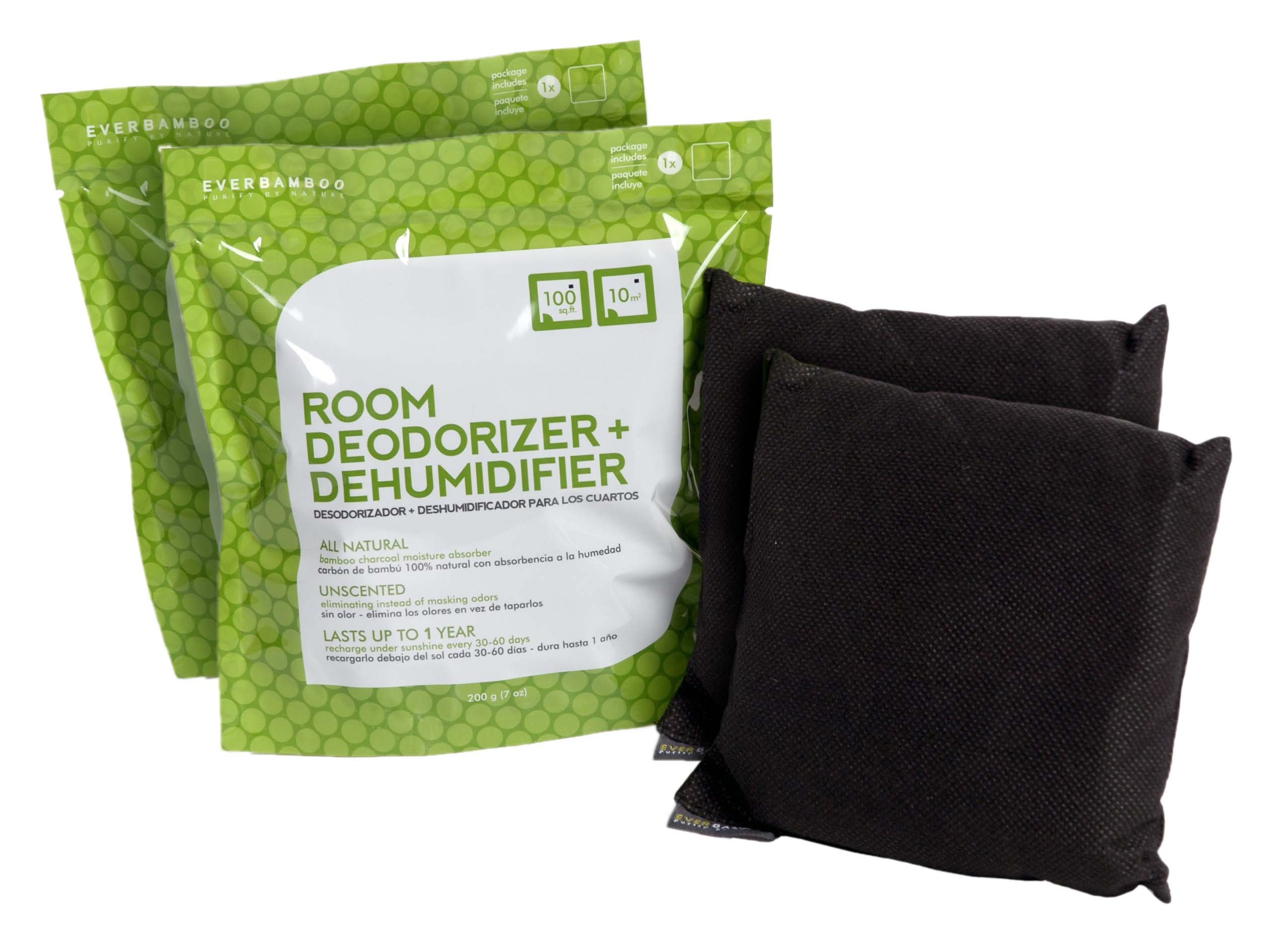 Room Deodorizer & Dehumidifier w/All Natural Bamboo Charcoal (2 Pack). Has a Sneaky Stink Come to Stay in Your Room? Show it Out with Ever Bamboo!