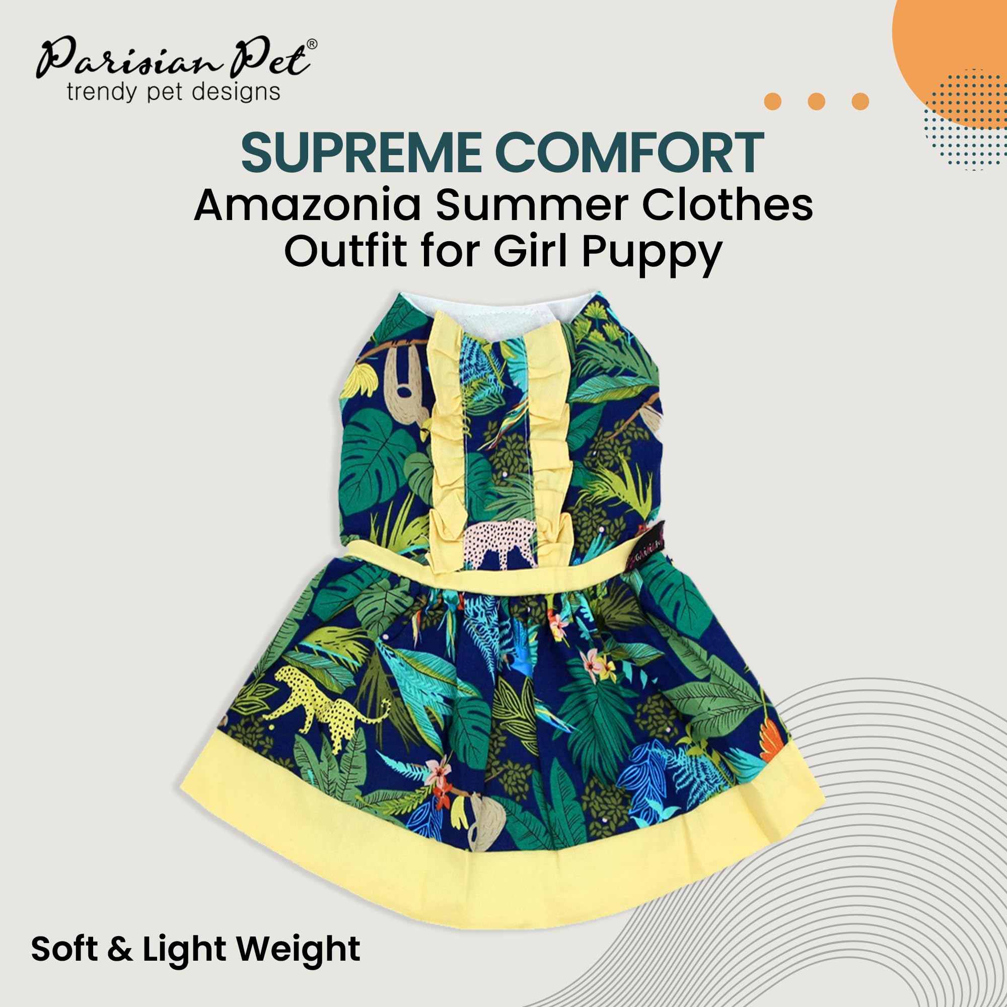 Condition photo showing New/Like New for parisian pet amazonia dog dress - summer clothes for medium dogs girl - tropical pet dress - beach d