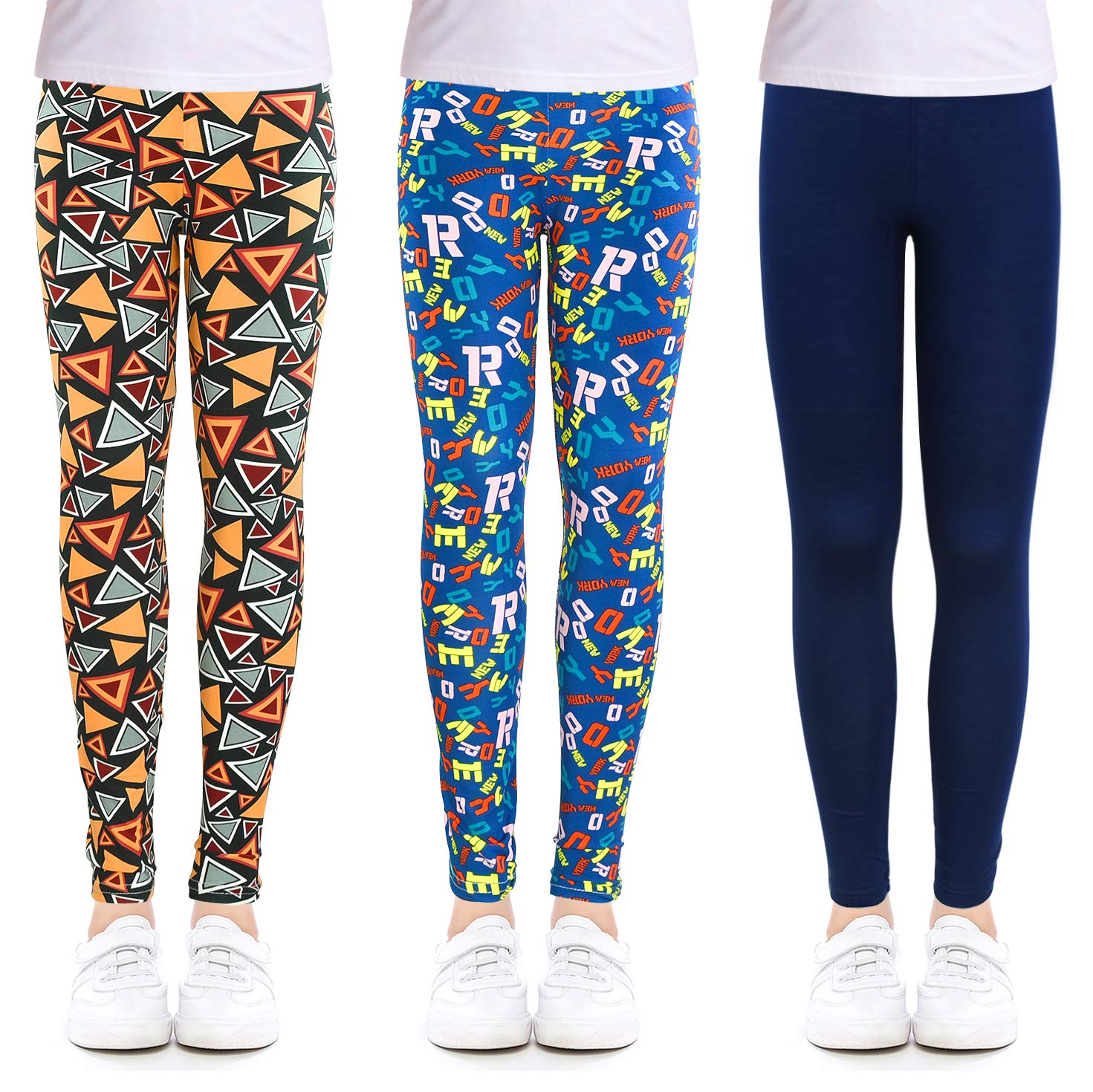 slaixiu Girls Leggings Stretchy Kids Pants Classic Printing Flower Pattern(GP02_No.4_65#)