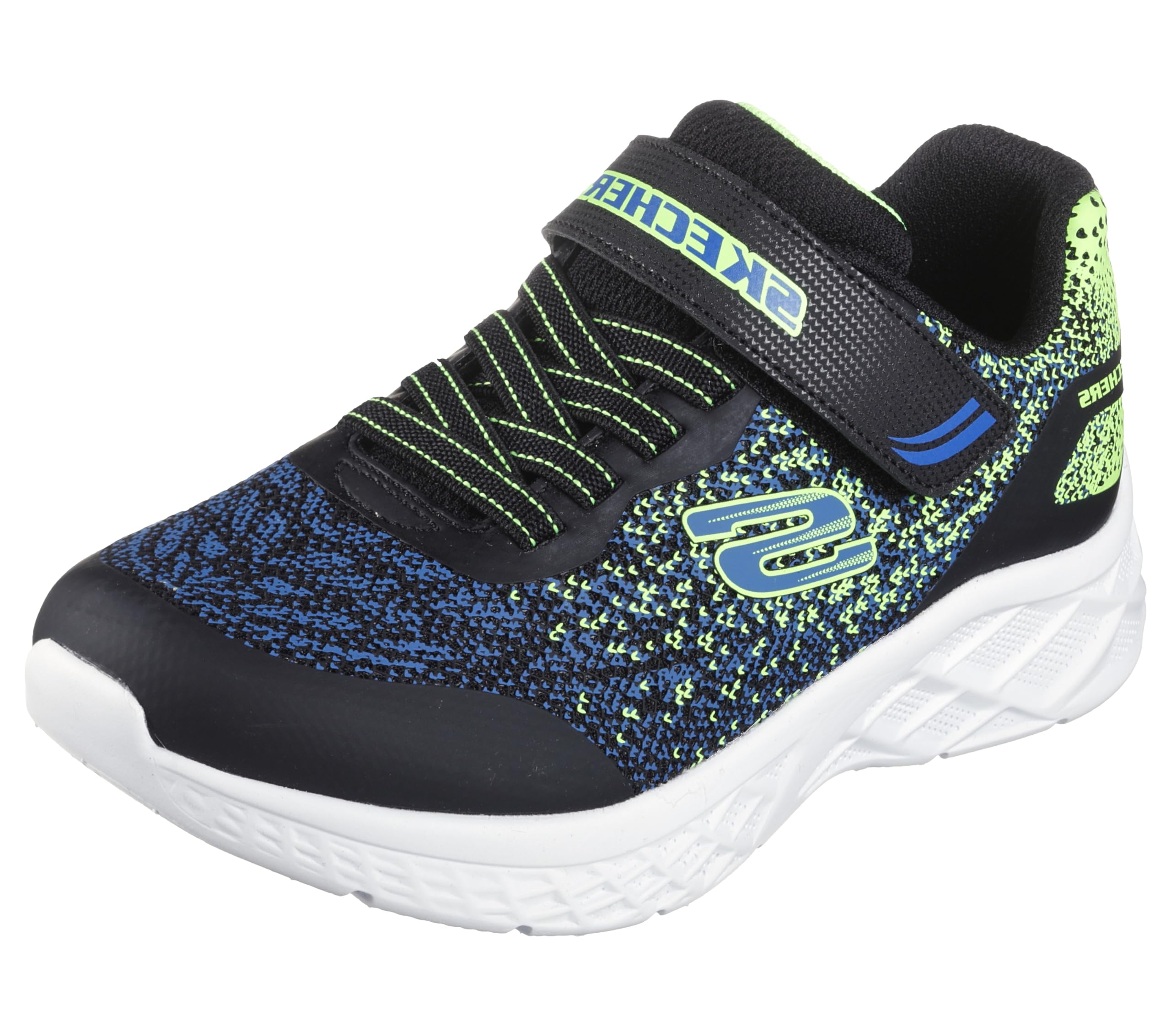 Photo 1 of Skechers Kids Boy's MICROSPEC II Sneaker, Black/Blue/Lime, 11 Little Kid, 403920L