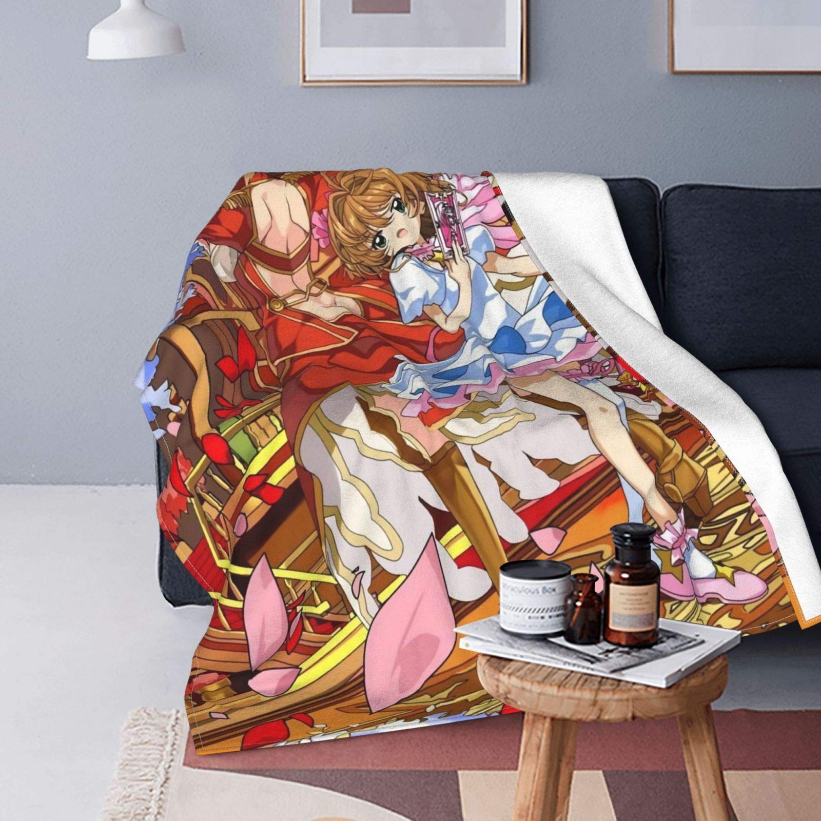 Cardcaptor Sakura Anime The Clow Cards Sakura Clear Soft Flannel Blanket for Bed Sofa Couch Chair Li