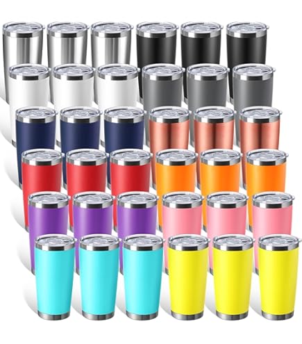 Dongni 20oz Tumblers Bulk 16-Pack - Powder Coated Stainless Steel Travel Mugs