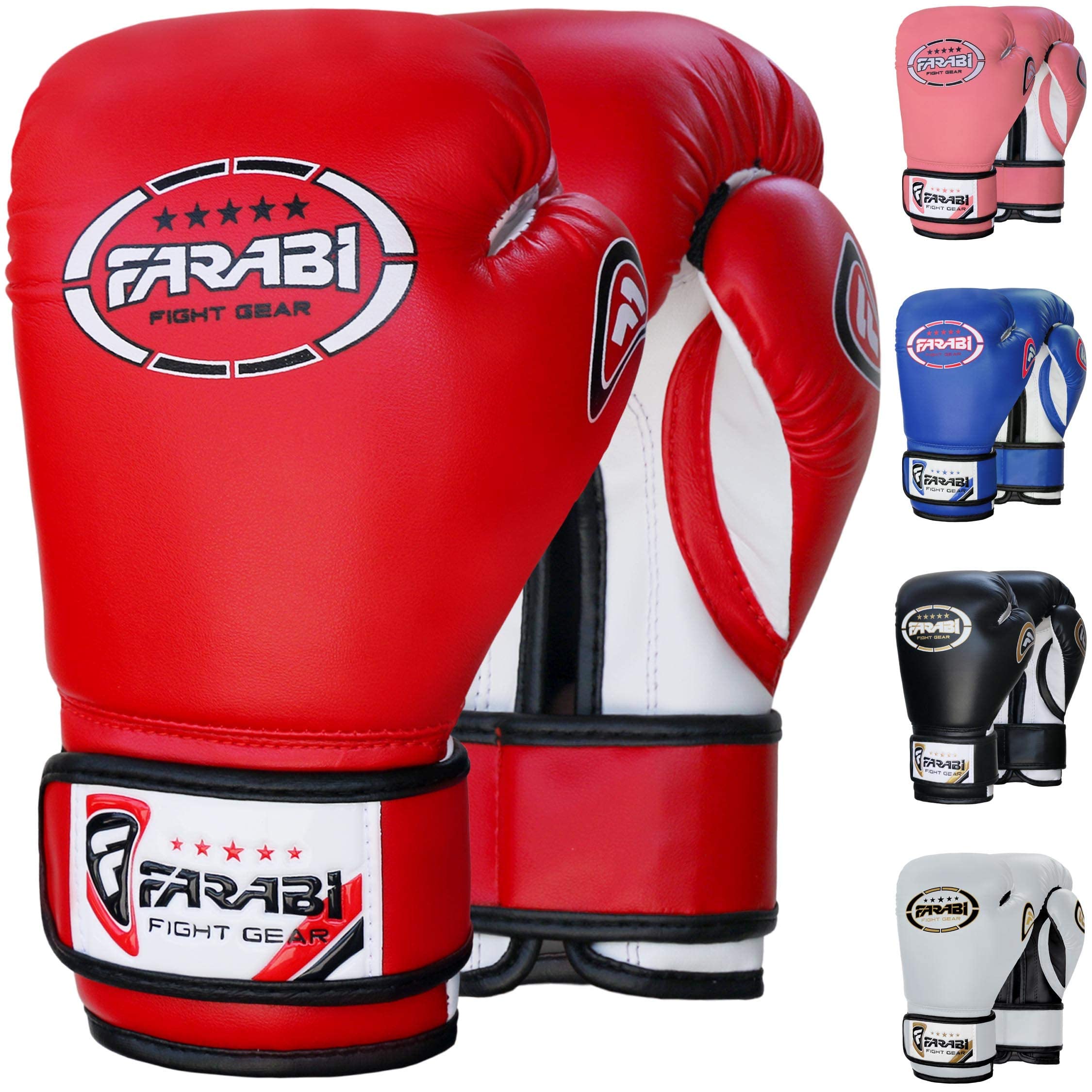 Farabi Sports Kids Boxing Gloves 6, 8-oz Junior Muay Thai Gloves Youth Kickboxing Sparring Punching Bag Training Gloves (Red, 8-oz)