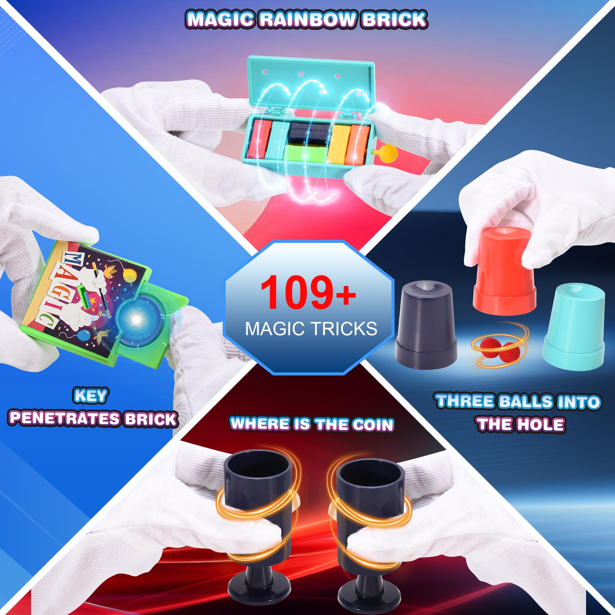 Nicella Magic Kit - 200+Magic Tricks for Kids Age 6-8, Magic Set with Manual and Video for Beginners and Kids, Christmas Halloween Birthday Gifts Toys for Ages 6 7 8 9 10 11 12 Years Old Boys Girls