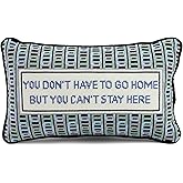 FURBISH Needlepoint Decorative Throw Pillow - Can't Stay Here - 9"x15" - Small Embroidered Designer Pillow for Living Room, Couch, Sofa, Chair & Bed - Eclectic Home Decor
