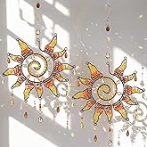 Suncalla 2 Pcs Crystal Suncatchers Crystal Sun Shaped Suncatcher for Windows Hanging Outdoor Indoor Decor Sun Catcher Ornament for Home Garden Decor Windows Housewarming Gift