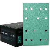 Serious Grit - 3" x 5" (80x133mm) 14-Hole P80 Grit Sandpaper - 50 Pack Box | Fits Festool RTS 400 &amp; Mirka DEOS 353 - Heavy-Duty Hook &amp; Loop Wet/Dry Film Sanding Sheets for Doors, Cabinetry, Paint, etc