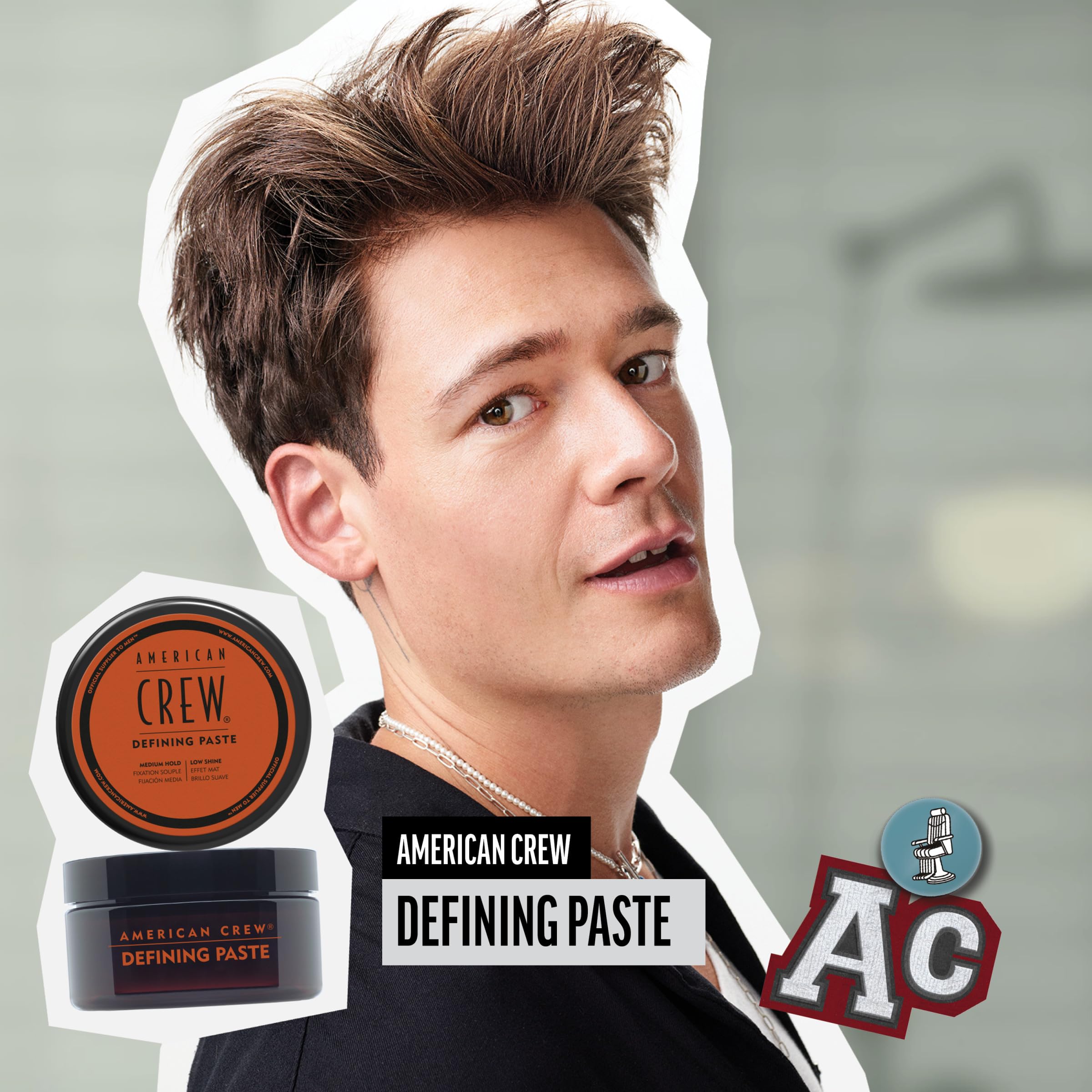 American Crew Men's Hair Defining Paste, Like Hair Gel with Medium Hold Hair Gel & Low Shine, 3 oz