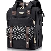 Kuosdaz Backpack for Women, School Backpacks for Teen Girls, Large Wide Open Backpack with USB Charging Port, 15.6 Inch Work Laptop Backpack, Black