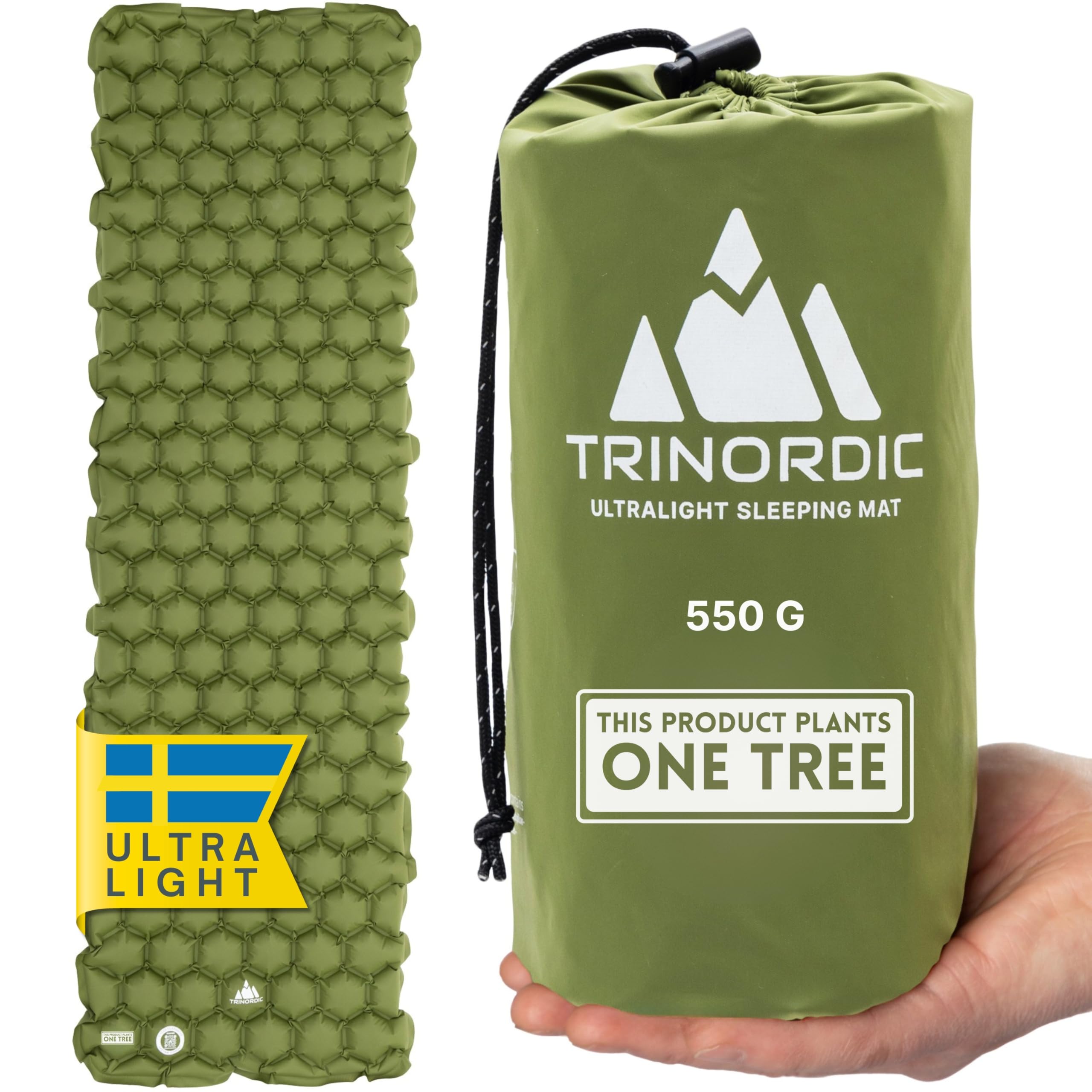 TRINORDIC Ultralight Inflatable Camping Mat – Single Sleeping Air Matress Offering Space-Saving Comfort – Durable, Lightweight Camping Equipment for Outdoor Travel Adventures