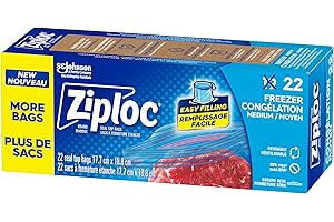 Ziploc Medium Food Storage Freezer Bags, Grip 'n Seal Technology for Easier Grip, Open and Close, 19 Count