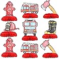 HaPiBiDesign Firetruck PartyTable Centerpieces - Firetruck Party Decoration - 12 PCS Firetruck Birthday Decorations - Fire Truck Party Favors for Kids