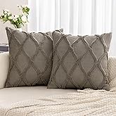 MIULEE Decorative Throw Pillow Covers Dark Grey 18x18 Inch Set of 2, Soft Plush Faux Wool Couch Cushion Covers Farmhouse Throw Pillows for Couch Bed Sofa Living Room