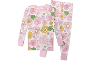 HonestBaby baby-girls 2-piece Pajamas Sleepwear Pjs 100% Organic Cotton for Baby, Toddler, Kids, Girl