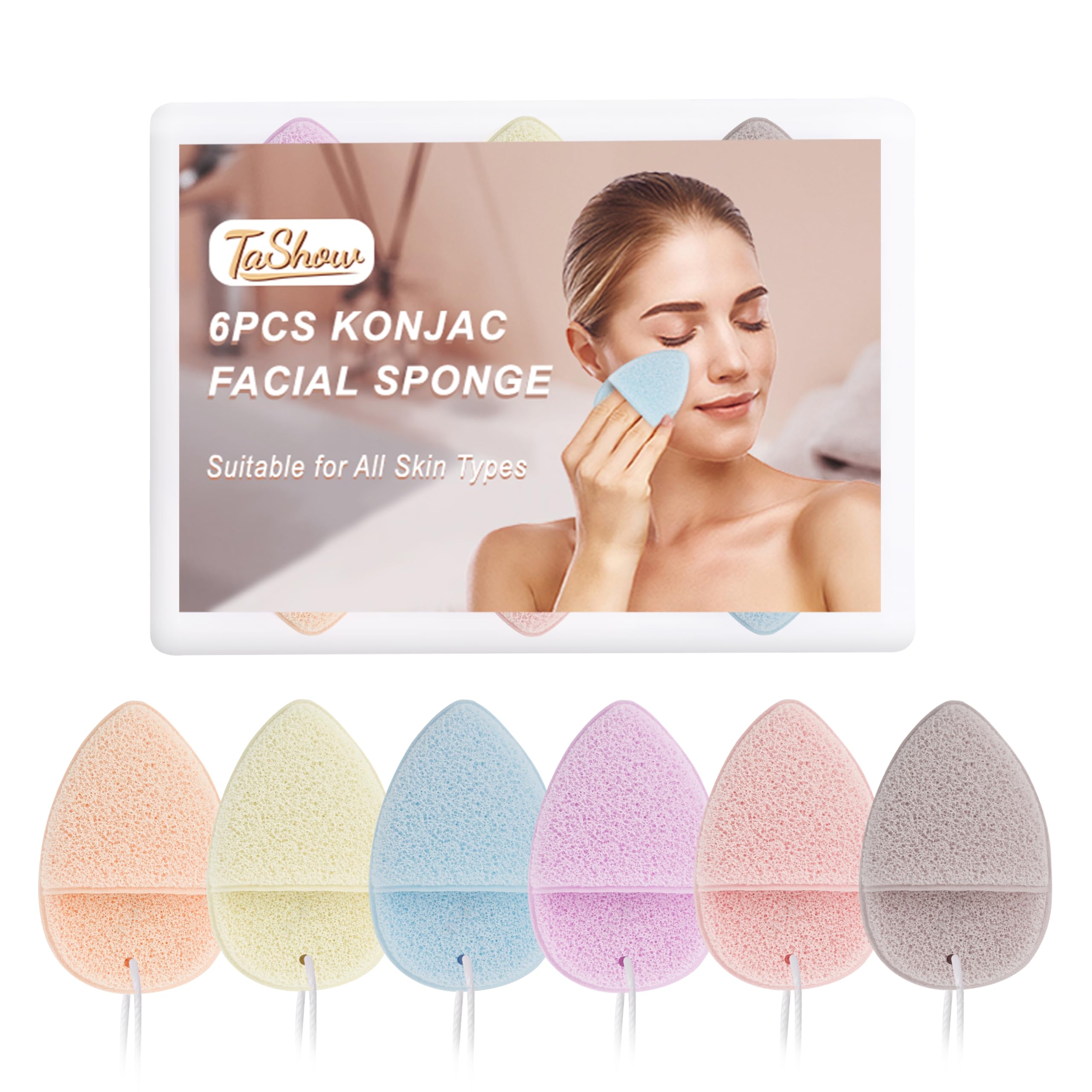 Photo 1 of 6 Pcs Reusable Face Sponges for Cleansing and Exfoliating, Facial Sponges for Estheticians, Gentle Facial Sponges for Washing Face, Suitable for All Skin Types, Glove Sponge, Multicolor
