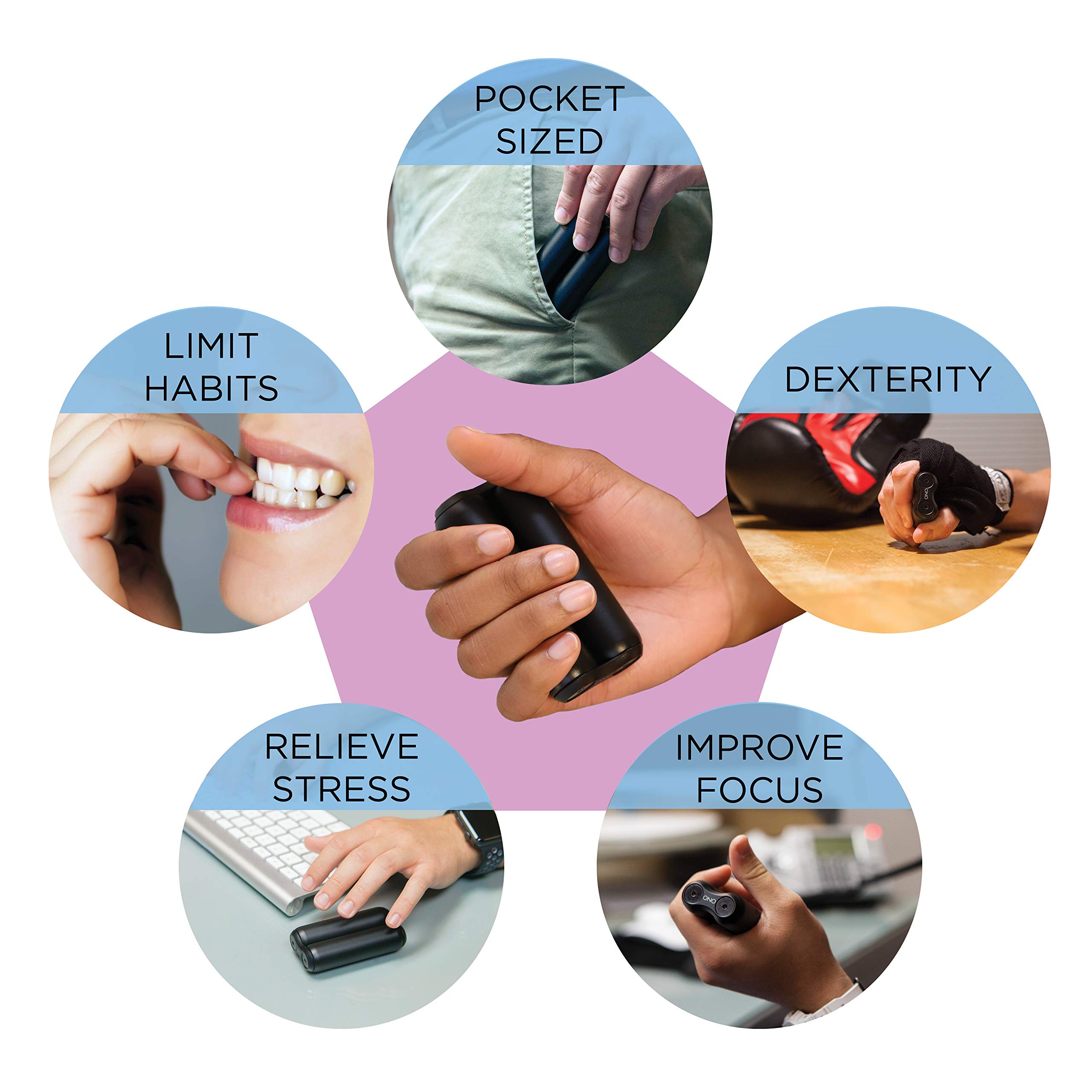 Black ONO Roller (The Original) Handheld Fidget Toy for Adults Help