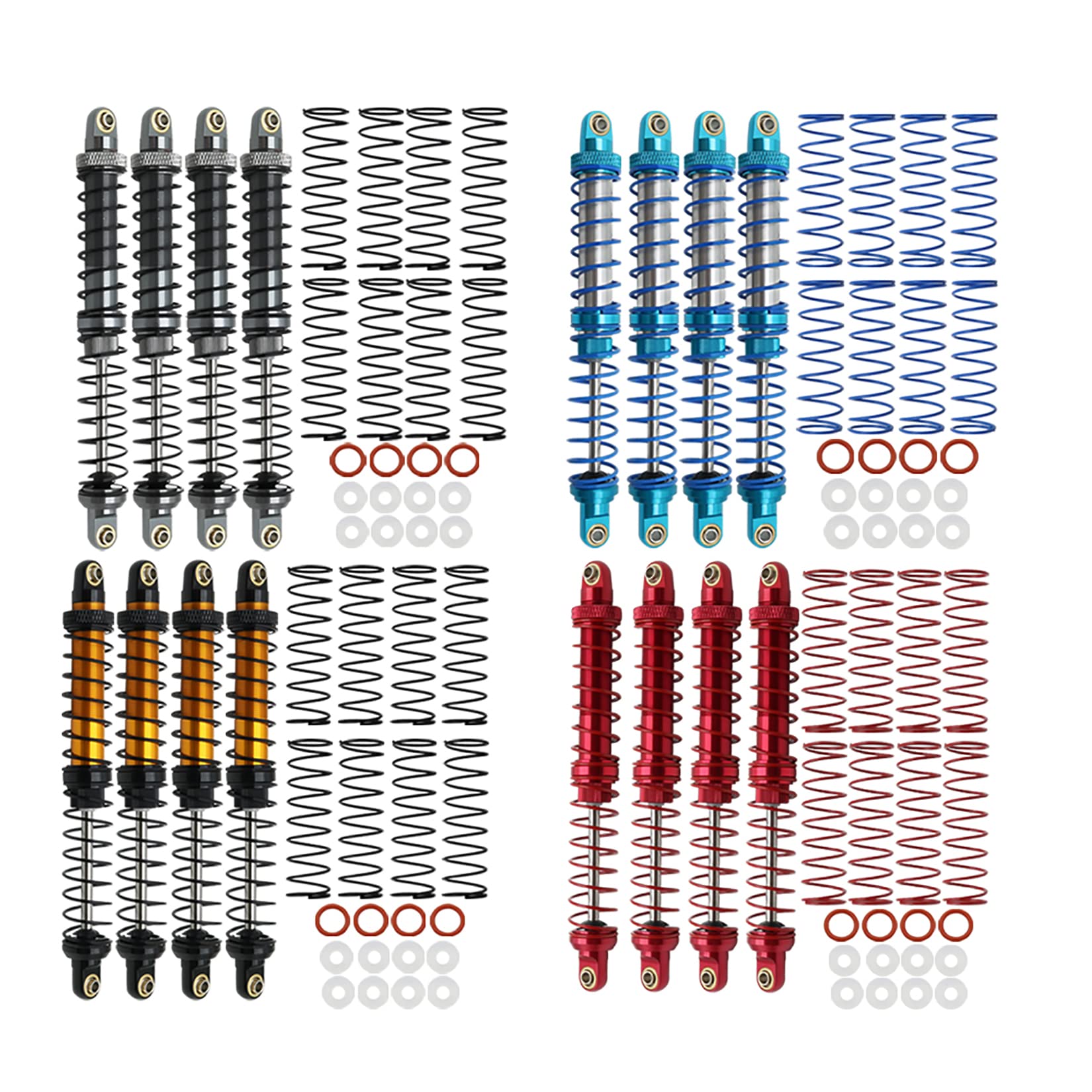 RXZIXYL 4-Pack Front Rear RC Shock Absorber 70mm 80mm 90mm 100mm 110mm 120mm Adjustable Assembled Spring Damper Axial SCX10 Oil Damper for 1/10 RC Crawler Car AXI03007 RBX10 D90 TRX4…