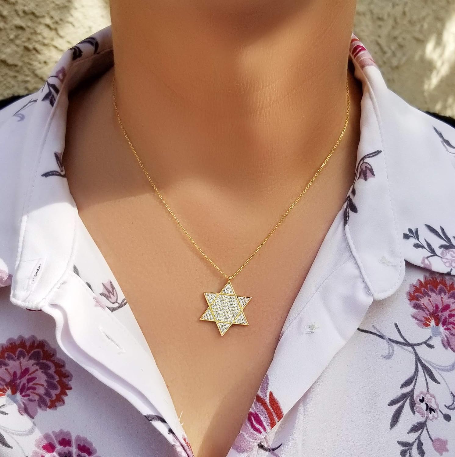 Jewish Star of David Necklace for Women in 14k