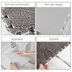 12 pcs Plush Puzzle Foam Floor Mat for Kids- Thick