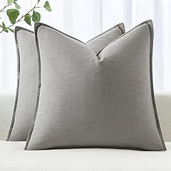 MIULEE Decorative Linen Euro Sham Pillow Covers