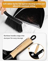 MR.SIGA Dustpan and Brush Set Bamboo Handle Durable Bristles Lightweight Black view 3