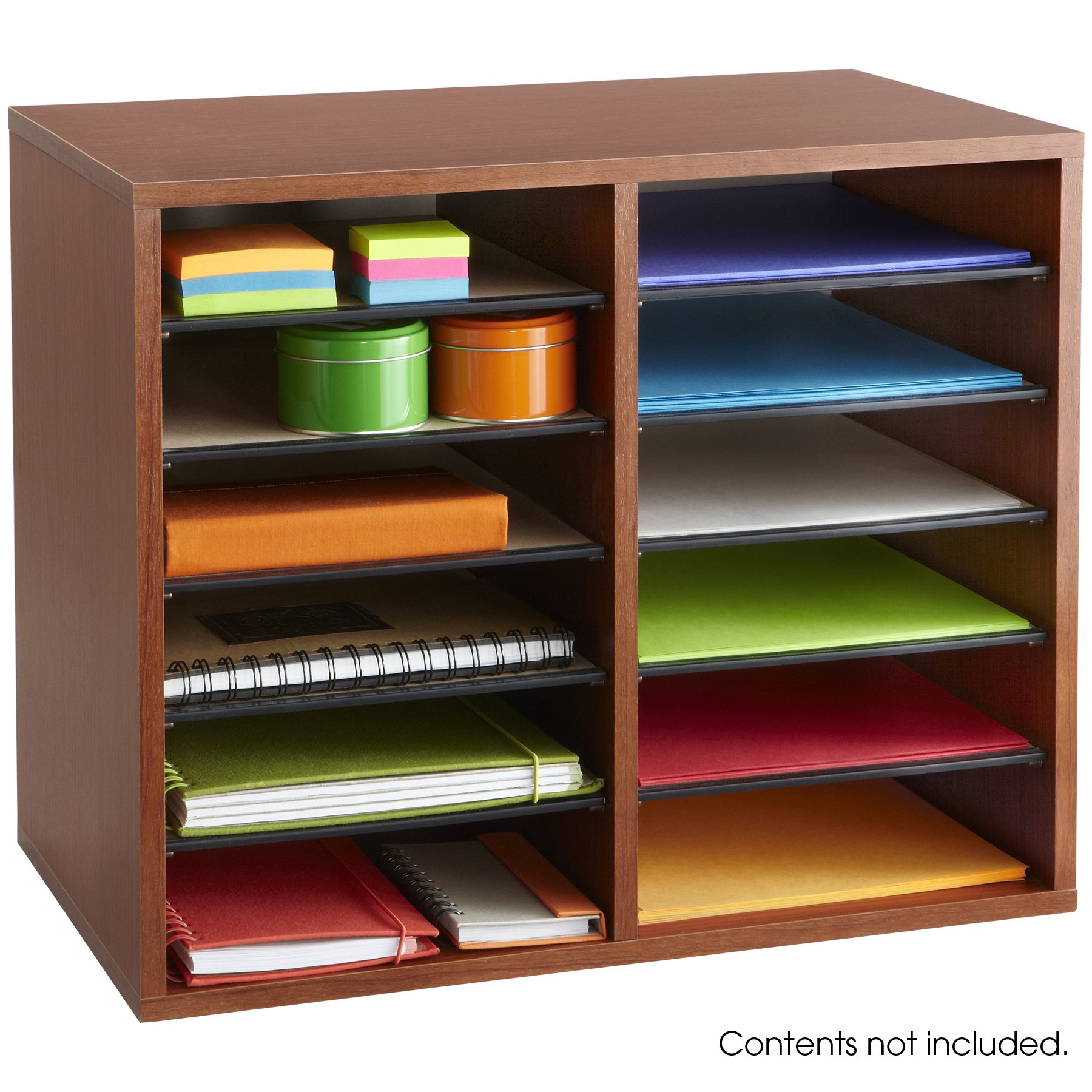Safco Products 9420CY Wood Adjustable Literature Organizer, 12 Compartment, Cherry