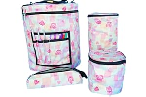 ATHENA'S ELEMENTS BEST Yarn Storage Bag Organizer Crochet Knitting Craft DIY Project Holder Tote for EXCEPTIONAL Organization - Lightweight STYLISH & Portable (Rose Pink)