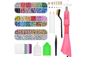 EPESL Bedazzler Kit with Rhinestones, Hot Fixed Gems Craft Applicator - Diamond Painting Pen, Wax Pencil, Tweezers, Tray, Cleaning Brush, Picker Rhinestones Crystals for DIY Clothes Shoes