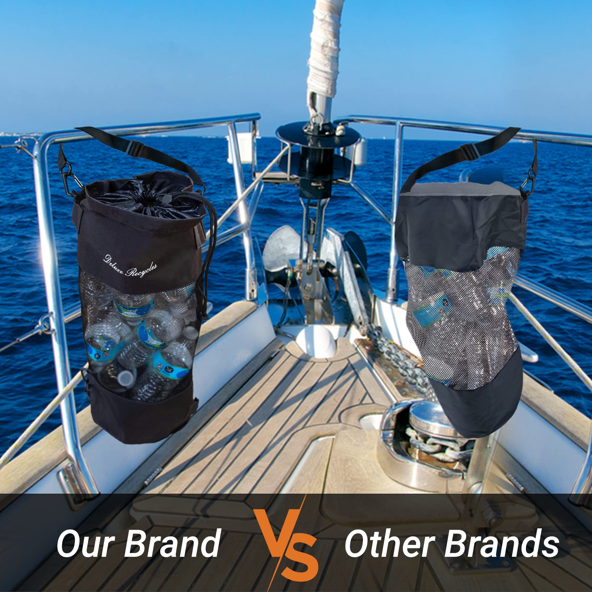 Deluxe Recycles Portable Mesh Trash Bag for Boat - Washable Leakproof Outdoor Garbage Bags for Boat, Kayak or Camper – Lightweight & Large Capacity Bin Bag (Black) - view 6