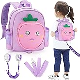 Accmor Toddler Leash Backpack with Anti Lost Wrist Link, 4 in 1 Children Back Pack Cute Peach Safety Walking Harness Bag, Kids Travel Essential Mini Rucksack with Strap Tether for Baby Girls