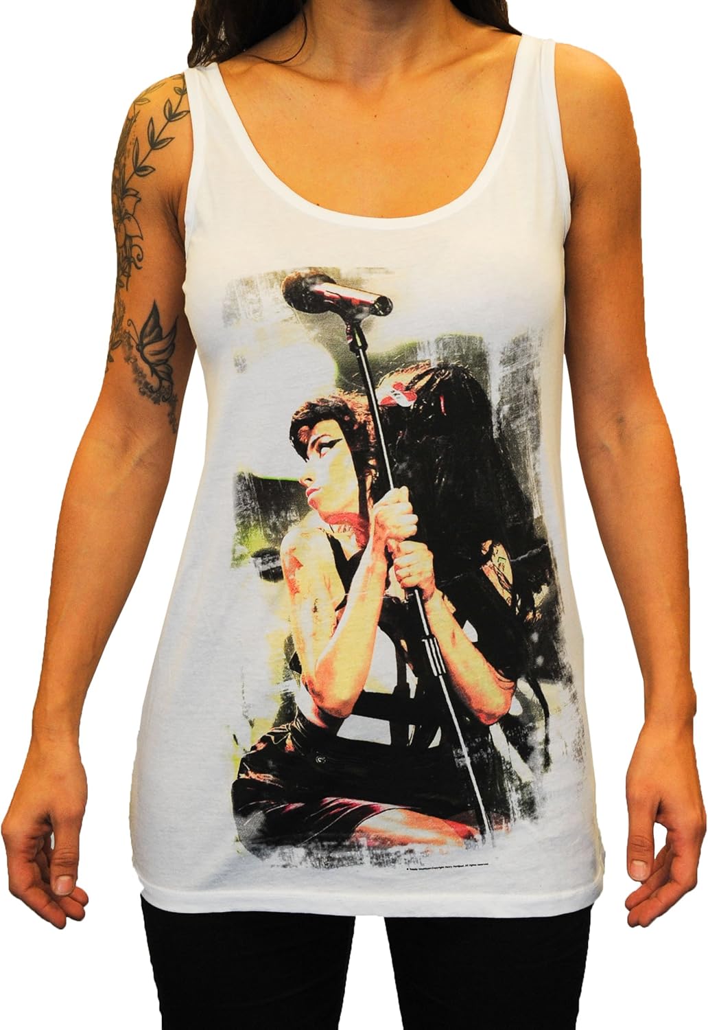 Amy Winehouse Womens Vest Soft Cotton Fashion Music Image casual everyday white (Medium): Amazon 