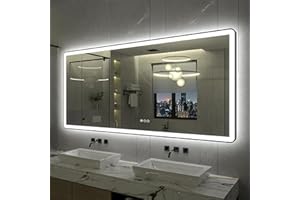 CHARMOR 60"x28" LED Lighted Bathroom Mirror with Independent Backlit and Front Lights, Dimmable Large Framed Bathroom Vanity Mirror for Wall, Anti-Fog, Shatterproof, Memory