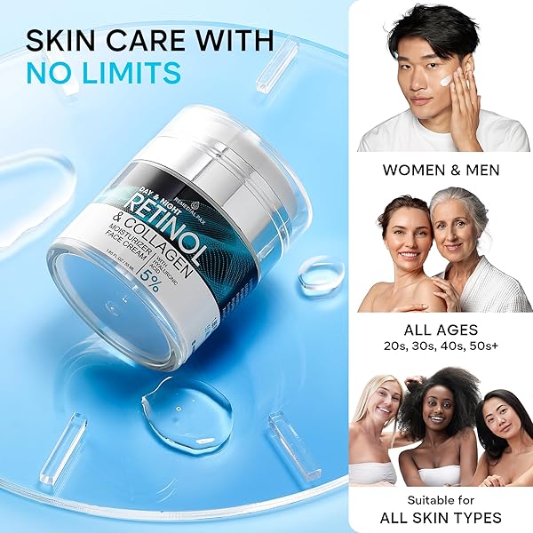 REMEDIAL PAX FACE MOISTURIZER RETINOL CREAM, ANTI AGING NECK FIRMING CREAM, COLLAGEN DAY & NIGHT FACE CREAM WITH HYALURONIC ACID FOR WOMEN & MEN, 1.85 FL OZ