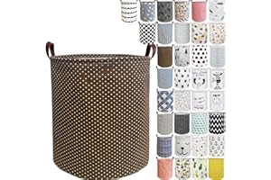 RoyBoder Laundry Hamper Thickened Cotton Waterproof Laundry Basket Leather Handle Collapsible Wide Ring Laundry Hamper in Bedroom Bathroom Dormitory Cloakroom Livingroom Nursery Organizer Toy Bin