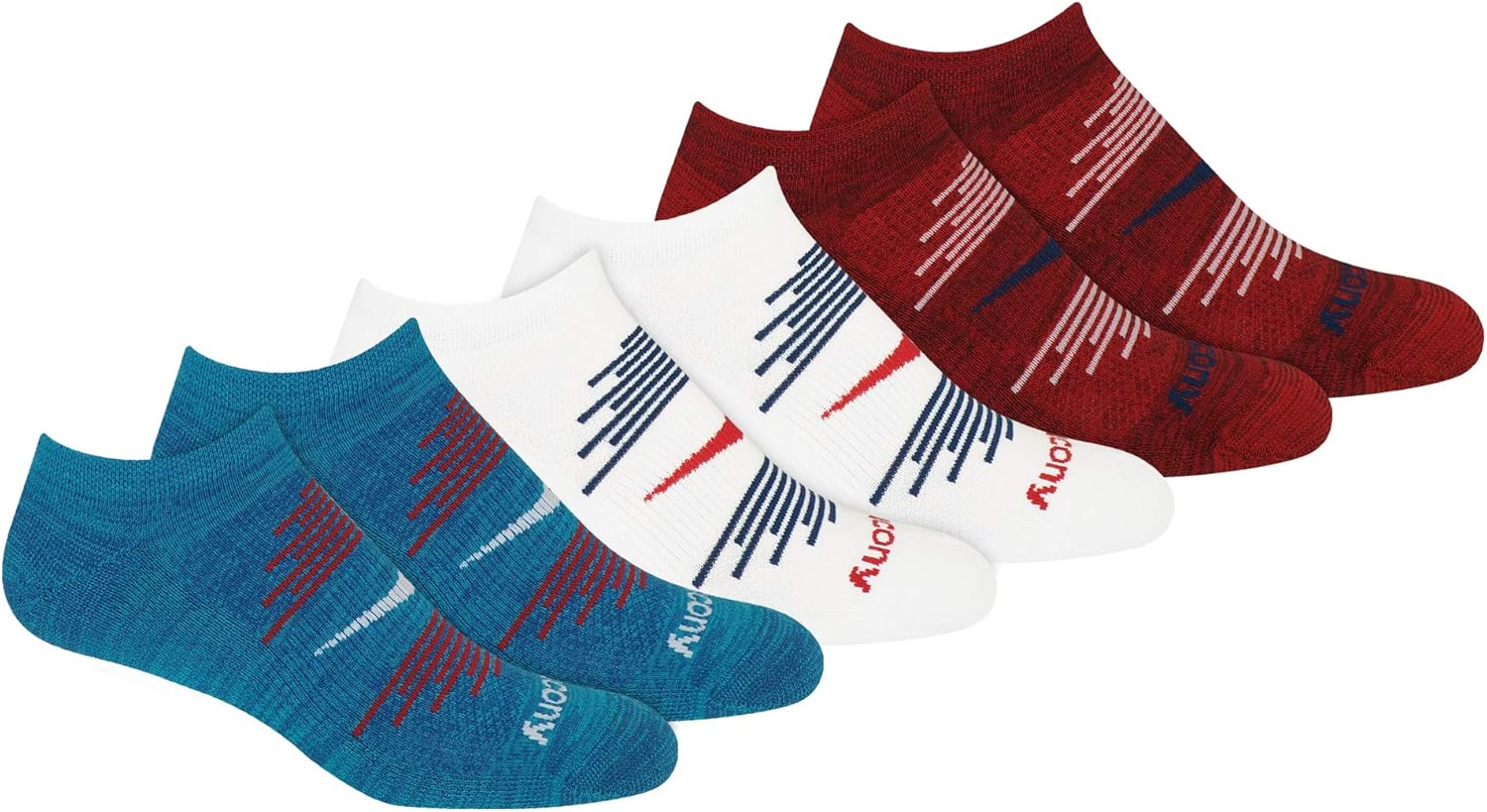 Saucony Men's Multi-Pack Firework Ventilating Performance Comfort No-Show Socks: Clothing