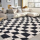 COZYLOOM Washable Rug 8x10 Area Rugs for Living Room Modern Checkered Rug Non Slip Throw Rugs Large Rugs for Bedroom Soft Low Pile Stain Resistant Carpet for Dining Room Nursery Office 8'x10' Brown
