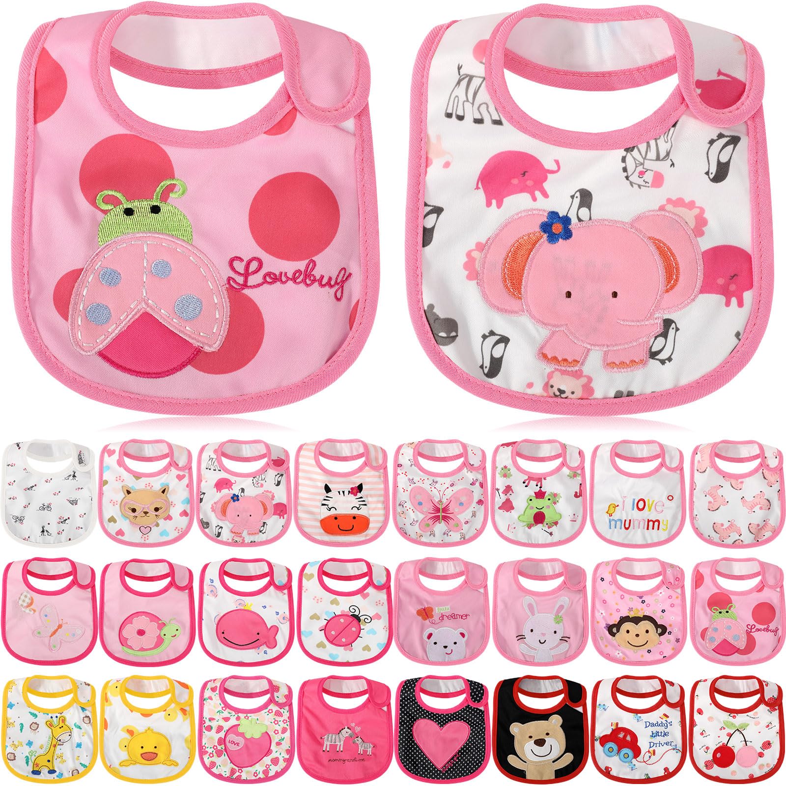 Photo 1 of HooLing 24 Pcs Toddler Bibs Waterproof Baby Cotton Soft Girl Drool Bibs Feeding Kindergarten Welfare Home Newborn Party