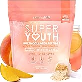SkinnyFit - Super Youth Collagen for Women - Multi Collagen Peptides Powder - Probiotics, Fiber, Hyaluronic Acid - Non GMO, Gluten Free, Sugar Free - Beauty & Self Care - Peach Mango (28 Servings)
