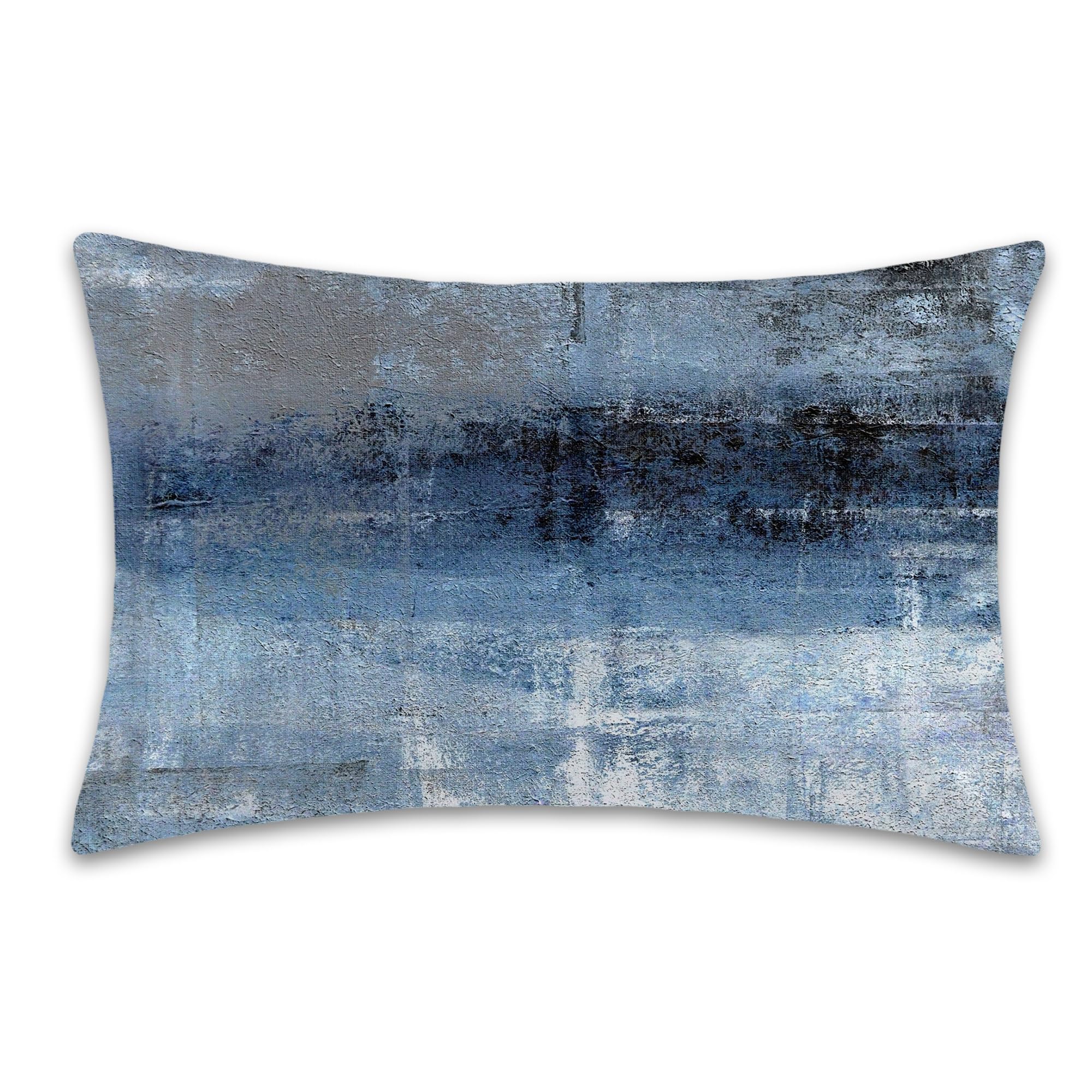 Photo 1 of 1 Pack Satin Pillowcase for Hair and Skin Blue and Grey Abstract Art Imitation Silk Pillowcase 20" x 36" with Hidden Zipper Soft Smooth Cooling Pillow Cover King Size for Bedroom Sofa