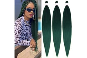 Gozill Emerald Green Braiding Hair Pre Stretched Kanekalon Braiding Hair Extension 30 Inch Colored Synthetic Fake Hair for Braiding
