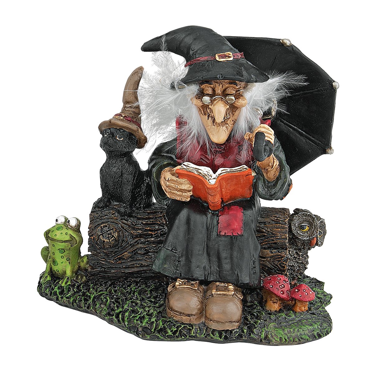 Design Toscano Book of Spells Bewitching Witch Halloween Decor Figurine Statue, 11.5 cm, Polyresin, Full Colour