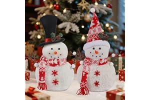 Cllayees 2 Pack 16 Inch Christmas Plush Snowman Doll Tabletop Decorations, Christmas Snowman Ornaments for Home Kitchen Xmas Holiday Party Decor